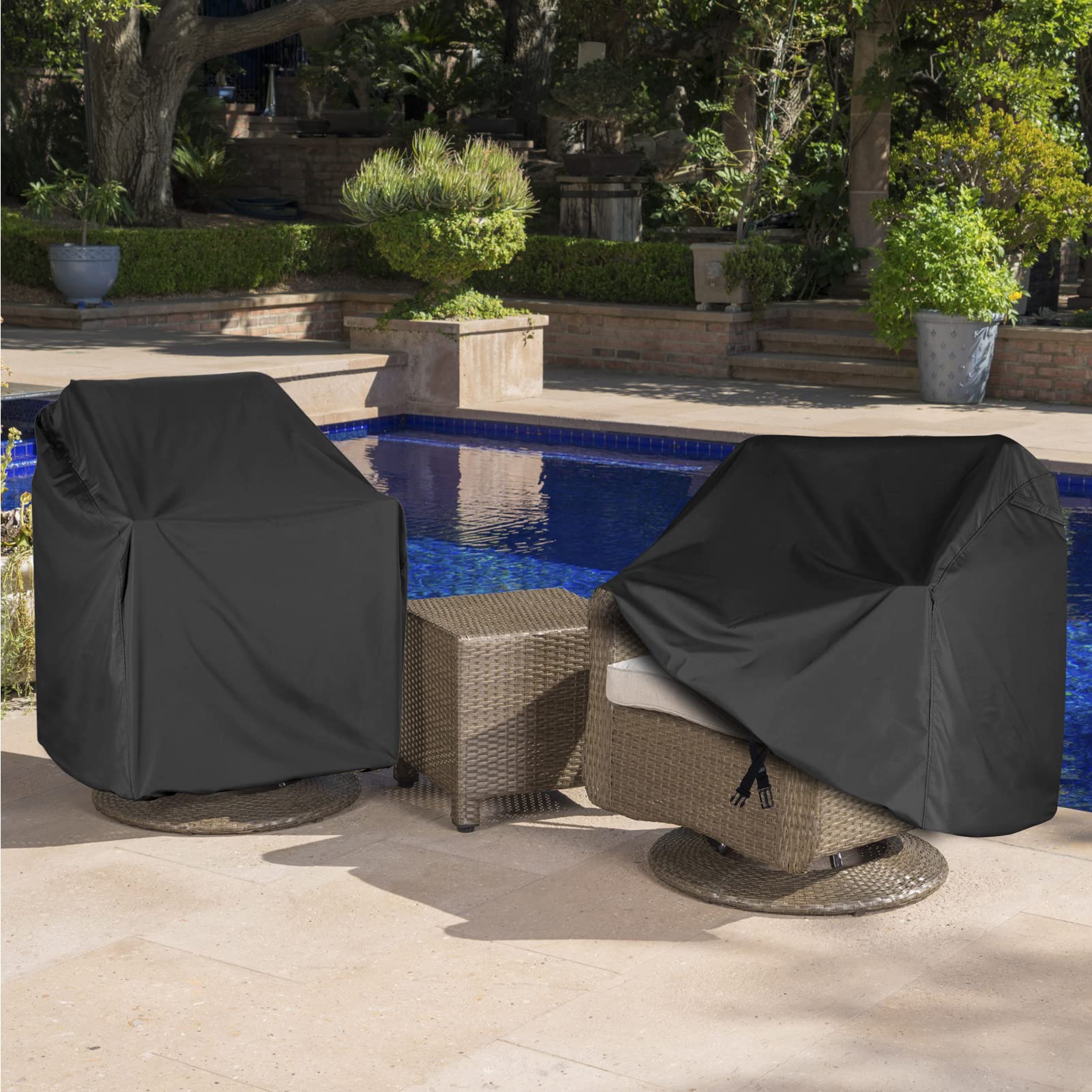 2 Pack Waterproof Heavy Duty Outdoor Swivel Lounge Chair Covers (37.5