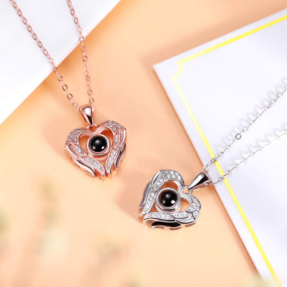 Personalized Photo Projection Necklace for Women - Custom Engraved Sterling Silver Picture Pendant Jewelry Gift for Wife, Mom, Girlfriend - Romantic Anniversary, Wedding, Birthday Present - Perfect for Date Nights, Proposals & Special Occasions