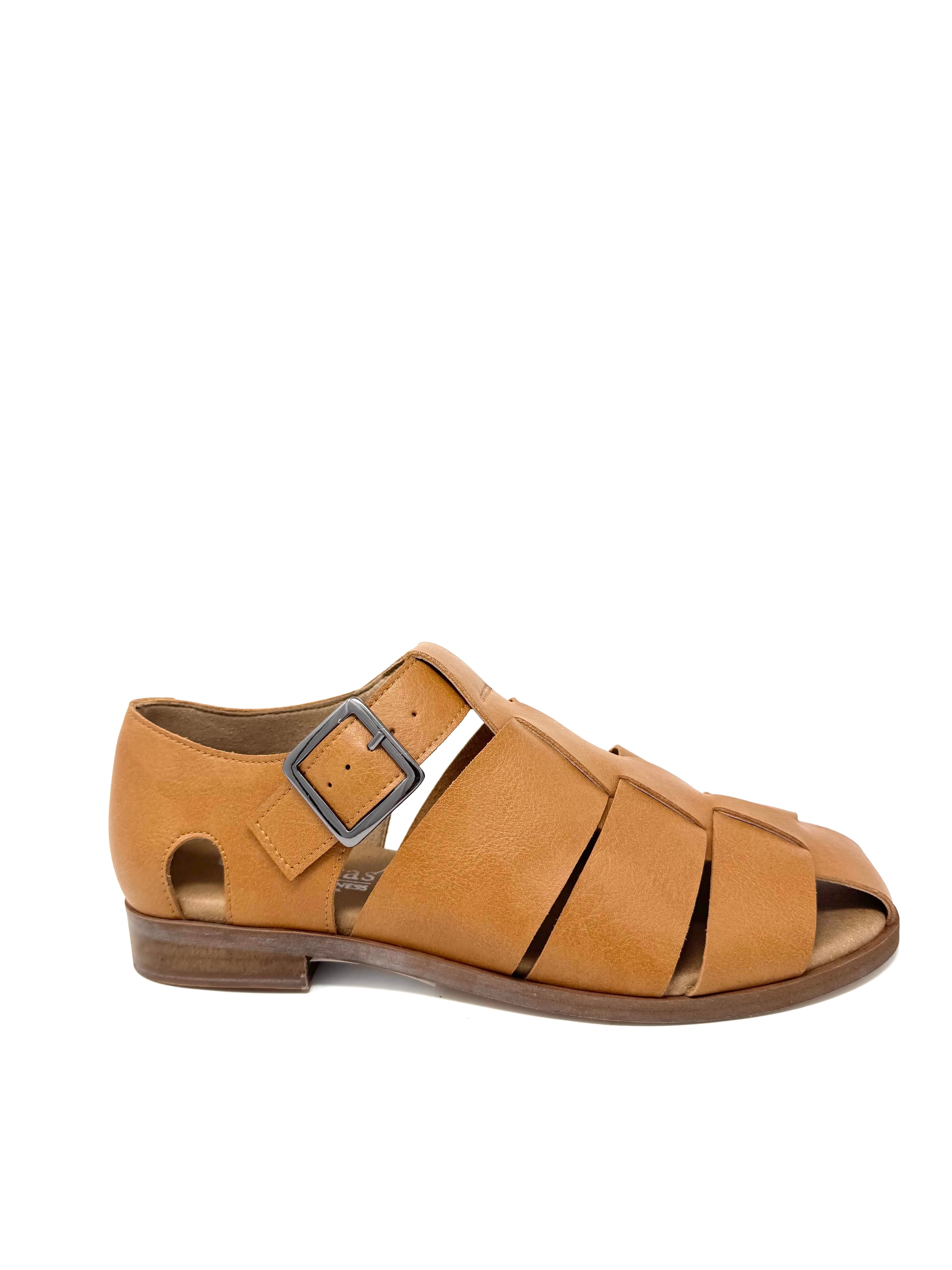 Novacas Women's Courtney Camel Leather Sandals - Comfortable & Stylish for Summer Outings, Beach, and Casual Wear
