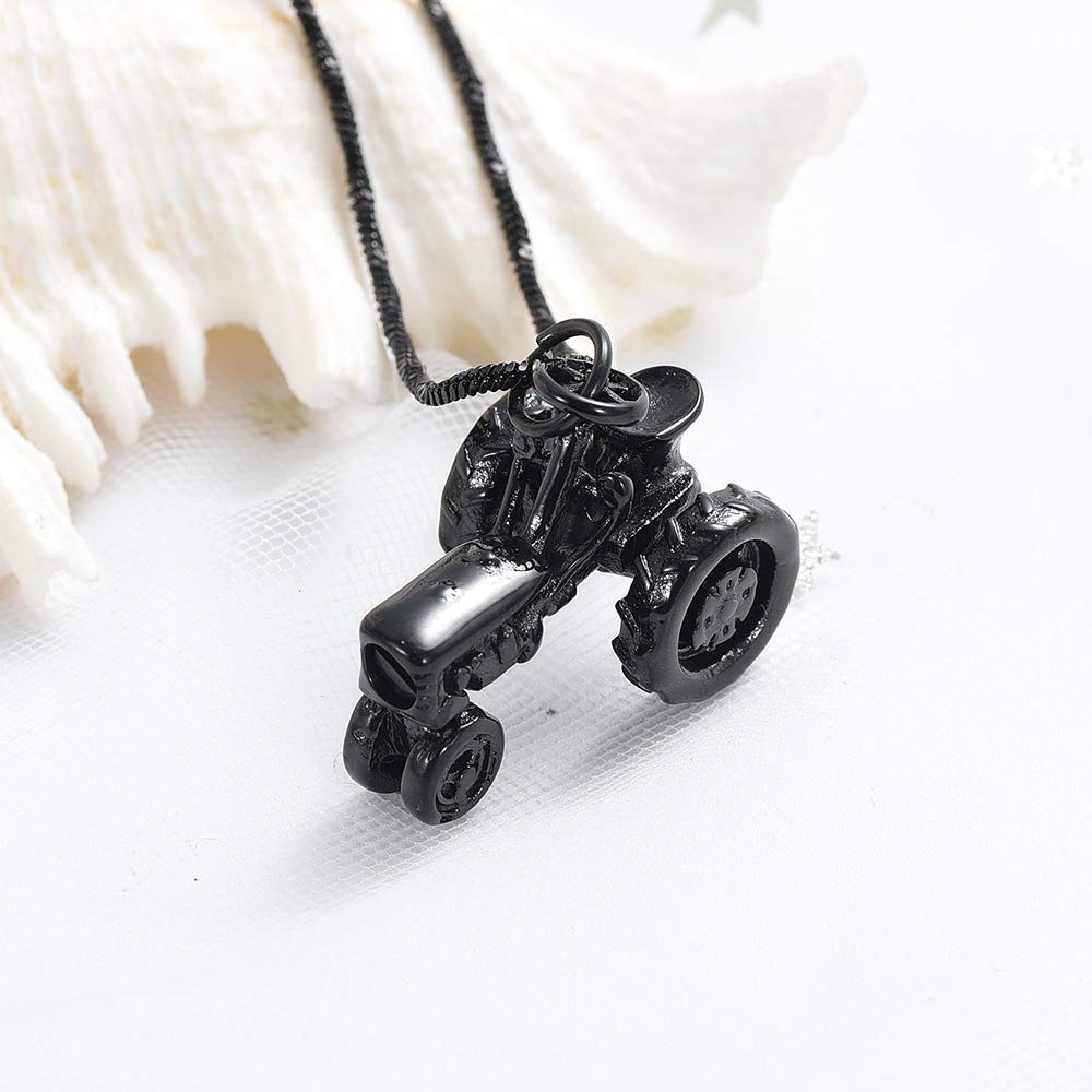 Stainless Steel Tractor Urn Necklace for Ashes - Cremation Jewelry Memorial Keepsake for Men | Perfect for Farmers, Truck Drivers & Agriculture Enthusiasts