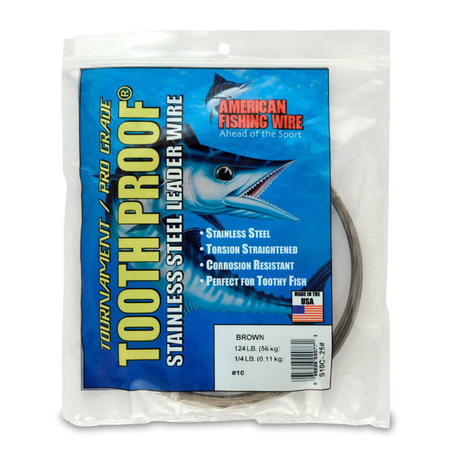 AFW Tooth Proof Stainless Steel Single Strand Leader Wire - 1/4 lb Coils for Fishing, Saltwater & Freshwater Angling - High Strength Abrasion Resistant Wire for Pike, Muskie & Shark Fishing