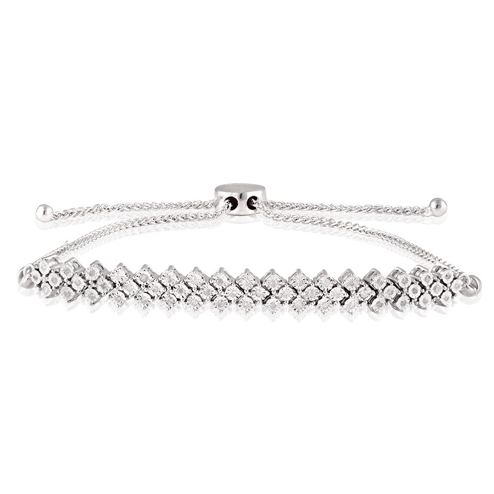 15-Point Diamond Bracelet with 52 Brilliant Cut Diamonds in Sterling Silver - Elegant Jewelry Gift for Women, Perfect for Weddings, Anniversaries & Special Occasions