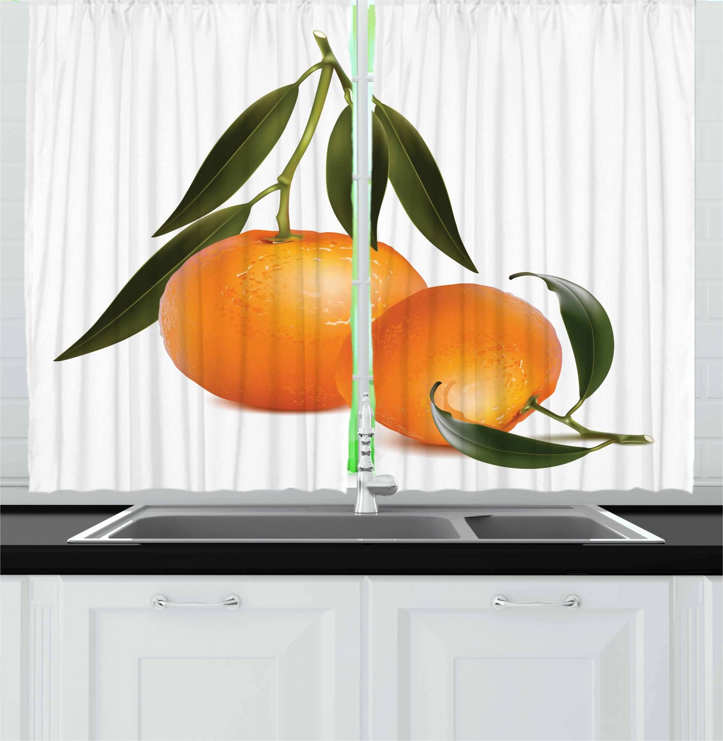 Ambesonne Citrus Fruit Kitchen Curtains - 55