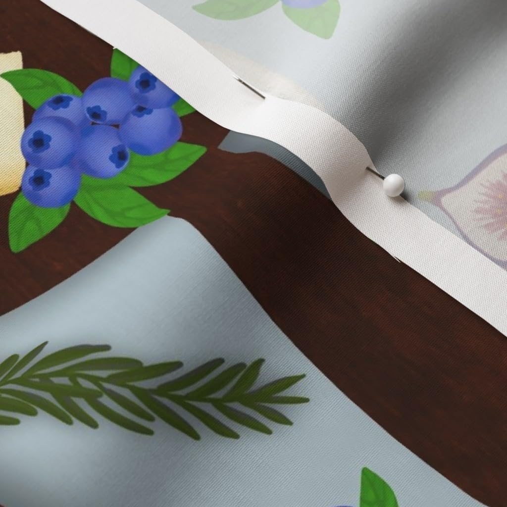 Food Platters on Blue Printed Cotton Poplin Fabric by The Yard - Premium Spoonflower Fabric for Sewing, Quilting, Dresses & Apparel Crafts - Perfect for DIY Home Decor, Table Runners, and Kitchen Accessories