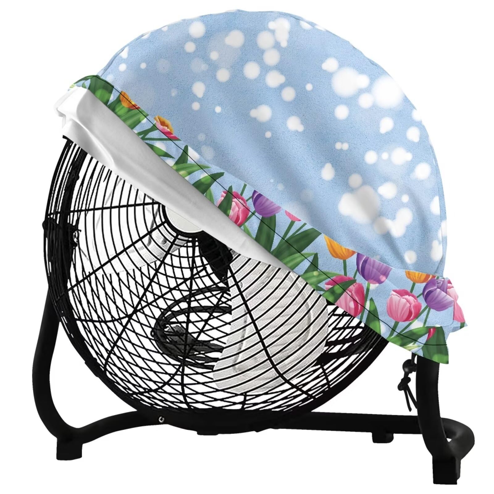 Waterproof Tulip Fan Dust Cover with Drawstring - Industrial Floor & Desktop Fan Protector for Indoor/Outdoor Use - Perfect for Wall Mounted & Standing Fans in Home, Office, Warehouse
