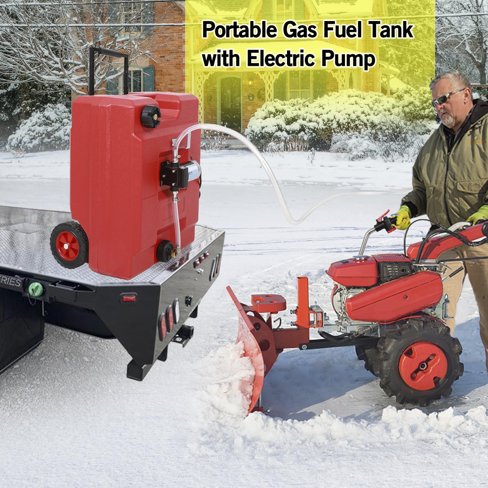 13 Gallon Portable Fuel Caddy Tank with 12V DC Electric Pump - Gasoline, Diesel & Kerosene Transfer - Switch Control, Telescopic Handle & Wheels - Ideal for Construction Sites, Farms, Emergency Fuel Storage & Vehicle Refueling