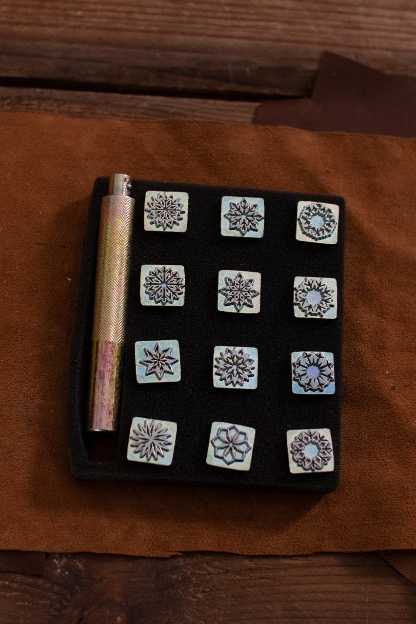 Geometric Design Embossing Tool Set for DIY Scrapbooking, Card Making & Leather Crafting - Professional Metal Stamping Kit