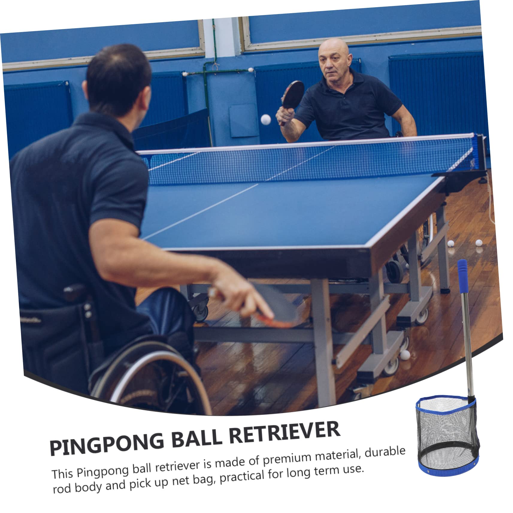 **Portable Table Tennis Ball Retriever & Picker Net Bag - Blue | Easy Ball Collection & Storage | Perfect for Training, Practice & Home Use**