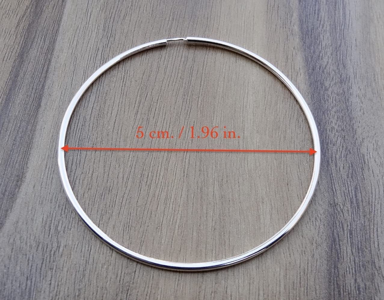 925 Sterling Silver Hoop Earrings 50mm - Endless Wire Round Sleepers - Handmade Jewelry for Women - Perfect for Everyday Wear, Gifts & Special Occasions