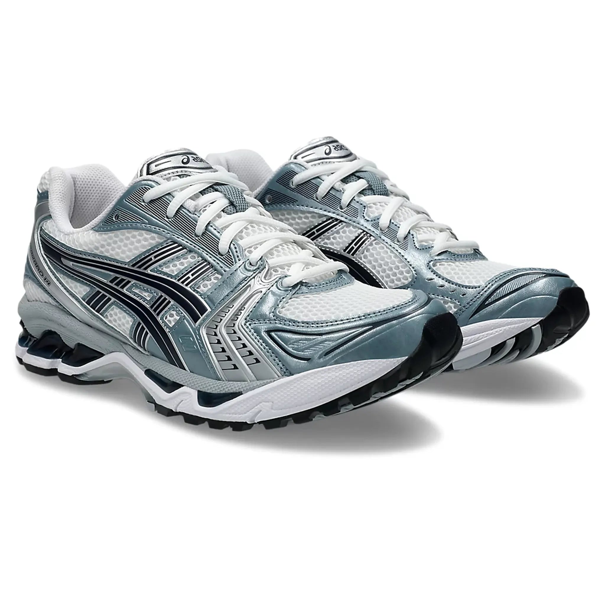 ASICS Gel Kayano 14 Running Shoes for Men - White & Fjord Grey - Lightweight Cushioned Sneakers for Jogging, Gym Workouts & Everyday Wear