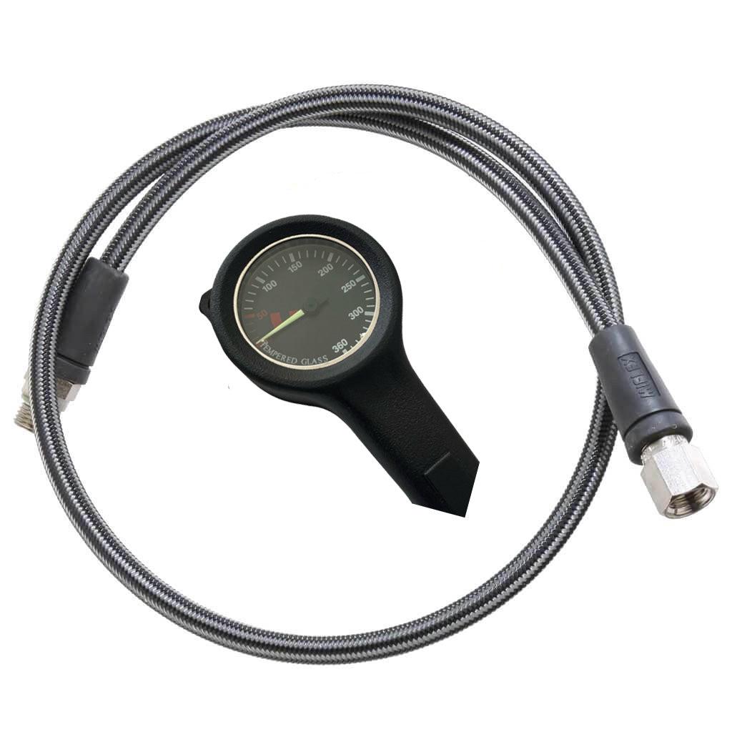 Miflex Black Face Tech SPG with 75cm Carbon HD Hose - High Pressure Scuba Diving Gauge for Professional Divers & Underwater Exploration