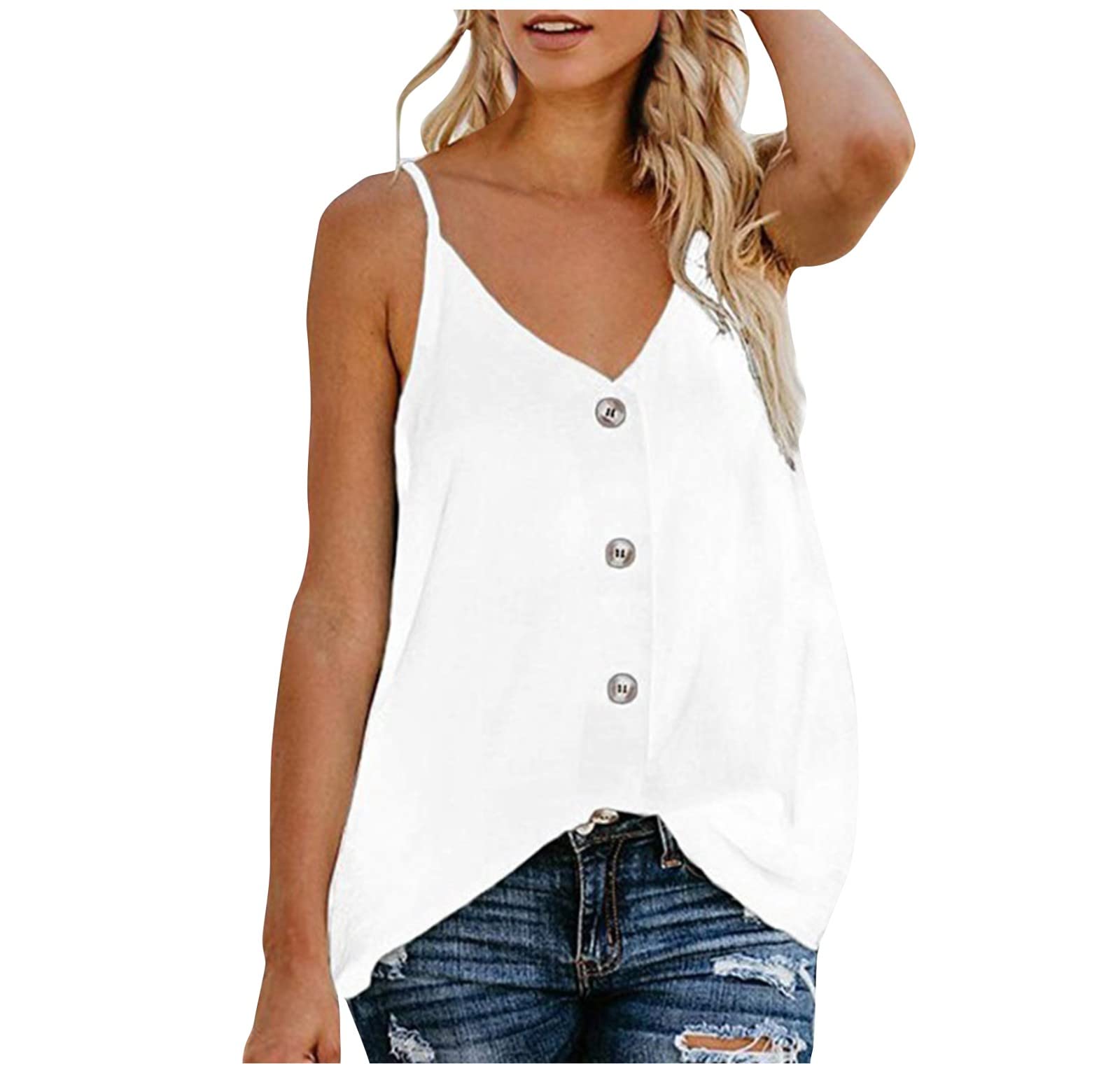 Women's V-Neck Suspenders Tank Top - Plus Size Workout Shirt for Gym & Casual