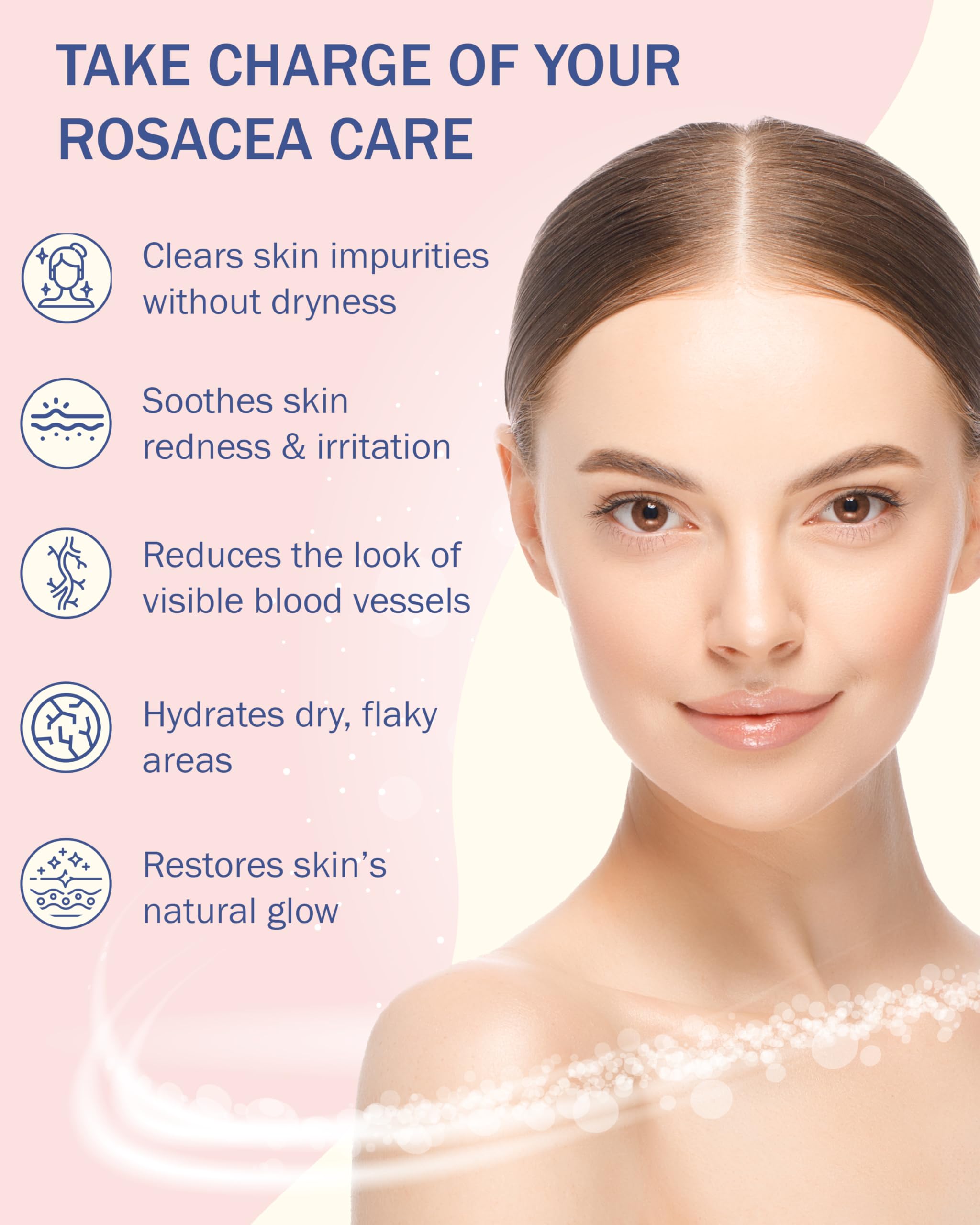 Rosacea Relief Hydrating Face Wash for Women & Men - Gentle Cleanser with Aloe Vera, Hyaluronic Acid & Fruit Extracts to Soothe Redness & Hydrate Skin, 8 fl oz | Perfect for Sensitive Skin & Daily Skincare Routine