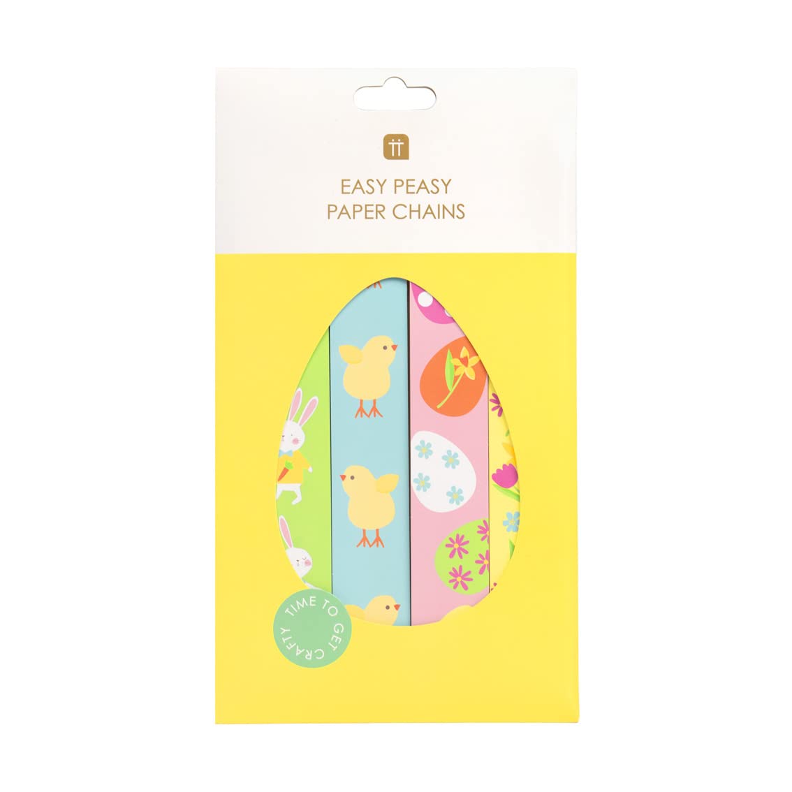 Talking Tables Easter Paper Chain Decorations - Pack of 100 | Spring Party Decor, DIY Kids Crafts, Bunny & Egg Themed Garland for Classroom, Home, Easter Egg Hunt Decorations