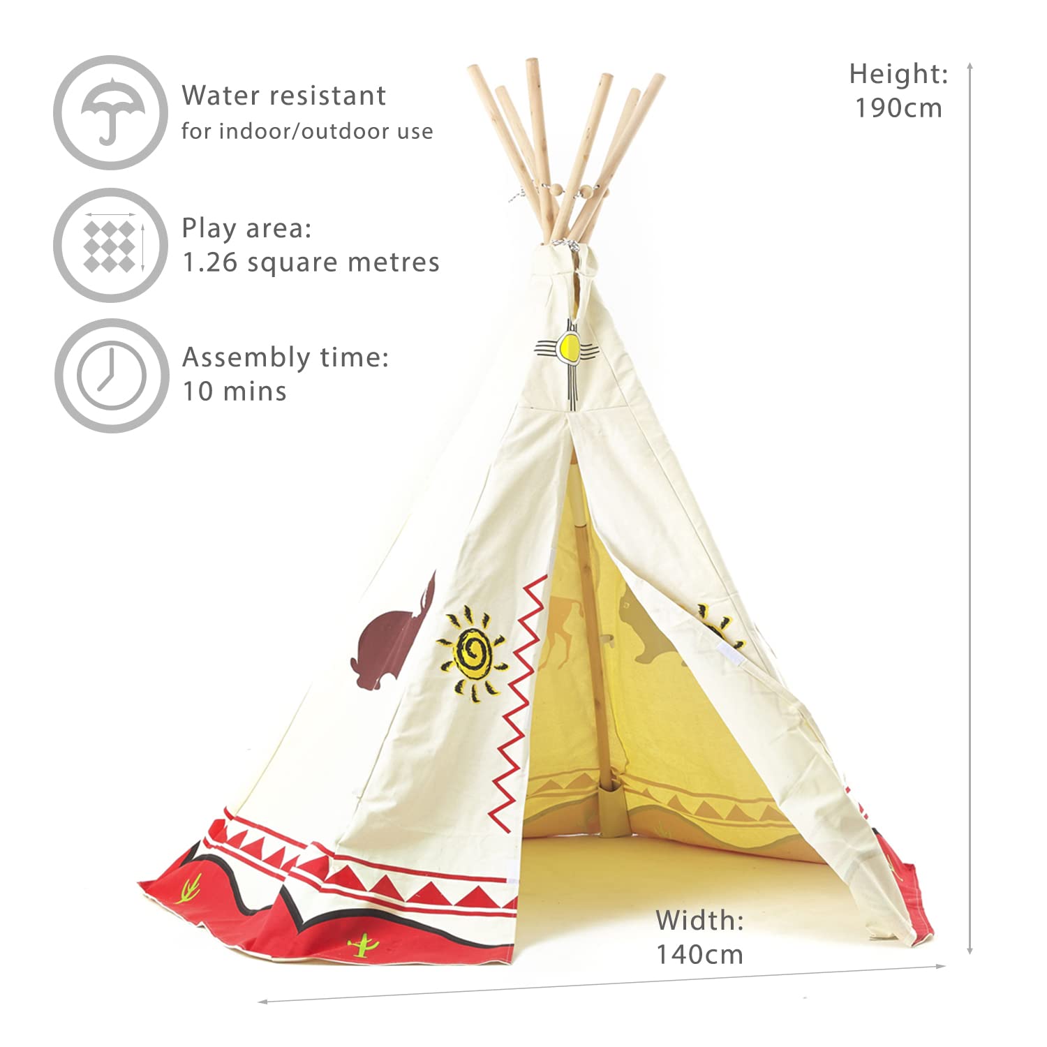 Kids Play Teepee Tent - Cotton Indian Tipi Playhouse for Indoor & Outdoor Games | Perfect for Backyard, Camping, and Imaginative Play