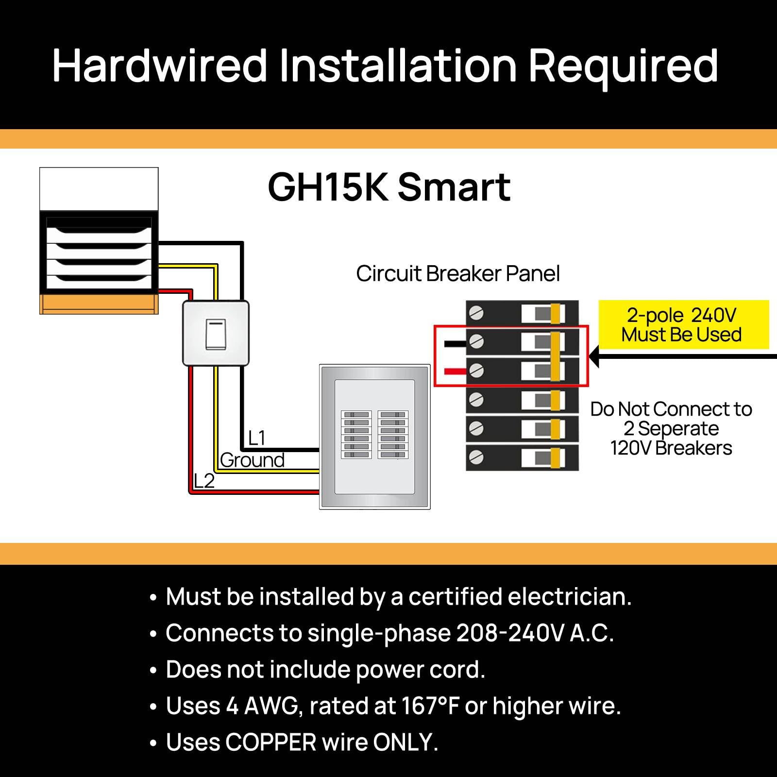 TURBRO 15,000W Smart Electric Garage Heater - 240V Hardwired WiFi Shop Heater with Remote Control, Thermostat & 12-Hour Timer | Overheat Protection, Ceiling/Wall Mount | ETL Certified | Perfect for Large Workshops, Warehouses & Cold Garages