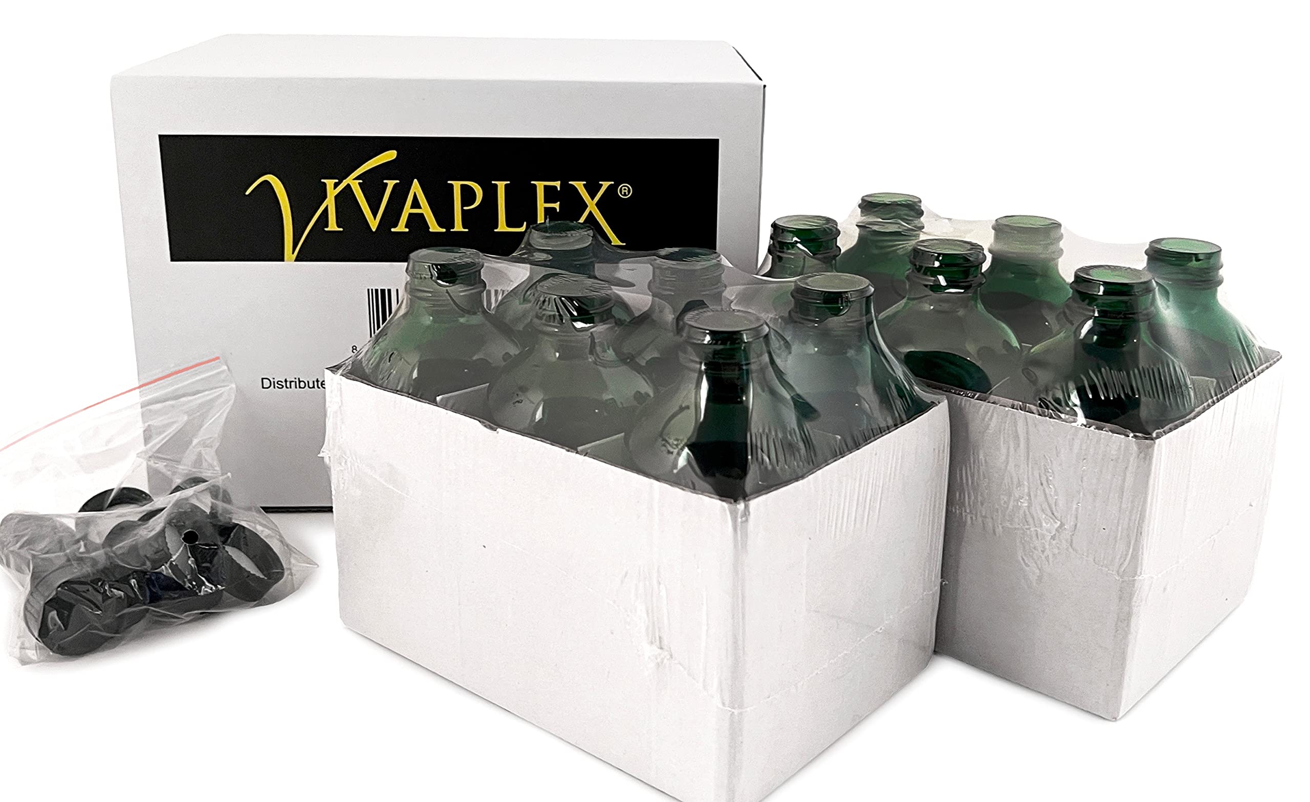 Vivaplex 12-Pack 8 oz Green Glass Bottles with Lids - Perfect for Essential Oils, DIY Beauty Products & Home Storage