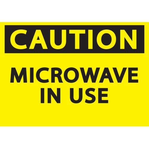 Zing Green Products 1909S - Caution Microwave in Use Sign (Pack of 17) | Durable Safety Warning Labels for Kitchen, Office & Workplace