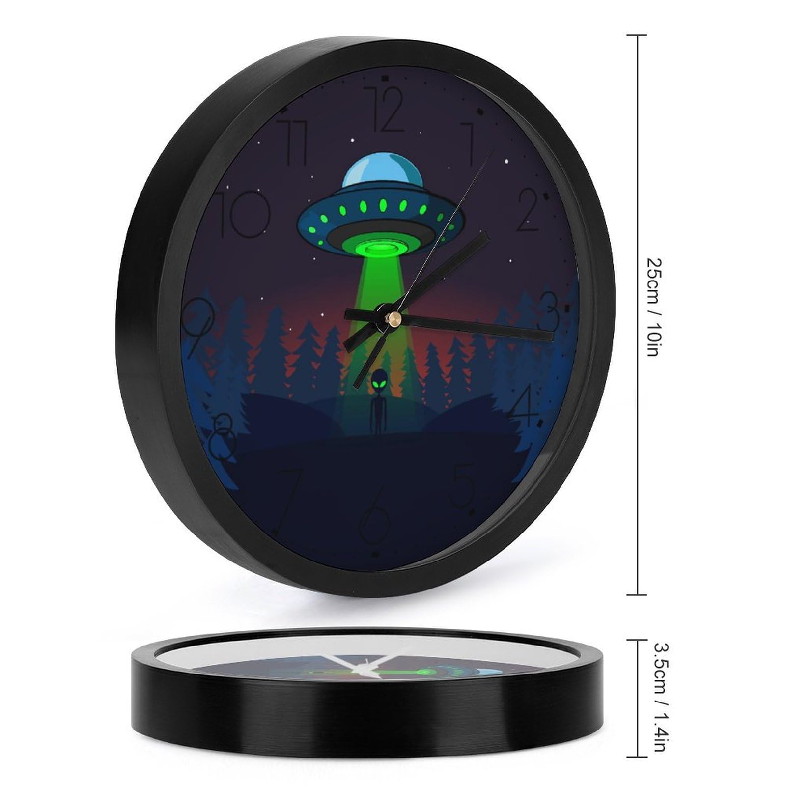 Alien UFO Wall Clock - Silent Non-Ticking Modern Wall Clock for Home Decor, Kitchen, Bathroom, Bedroom & Office | Perfect for Sci-Fi Lovers & Unique Room Decor