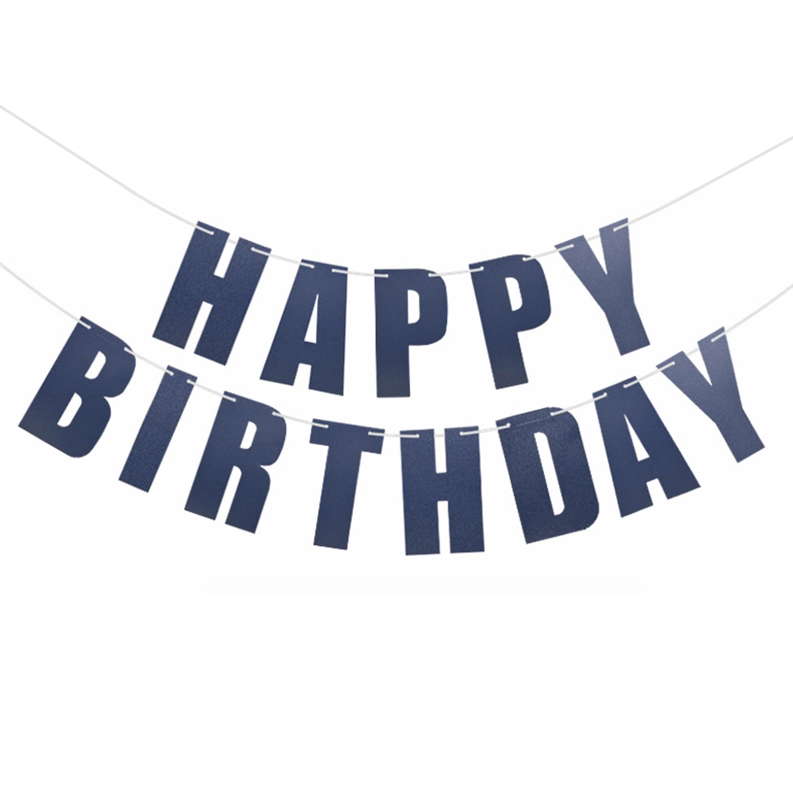 MEETINGU Dark Blue Happy Birthday Banner & Bunting - Party Decoration Supplies for Adults, Kids, Baby Showers & Birthday Celebrations | Perfect for Indoor & Outdoor Hanging Decor