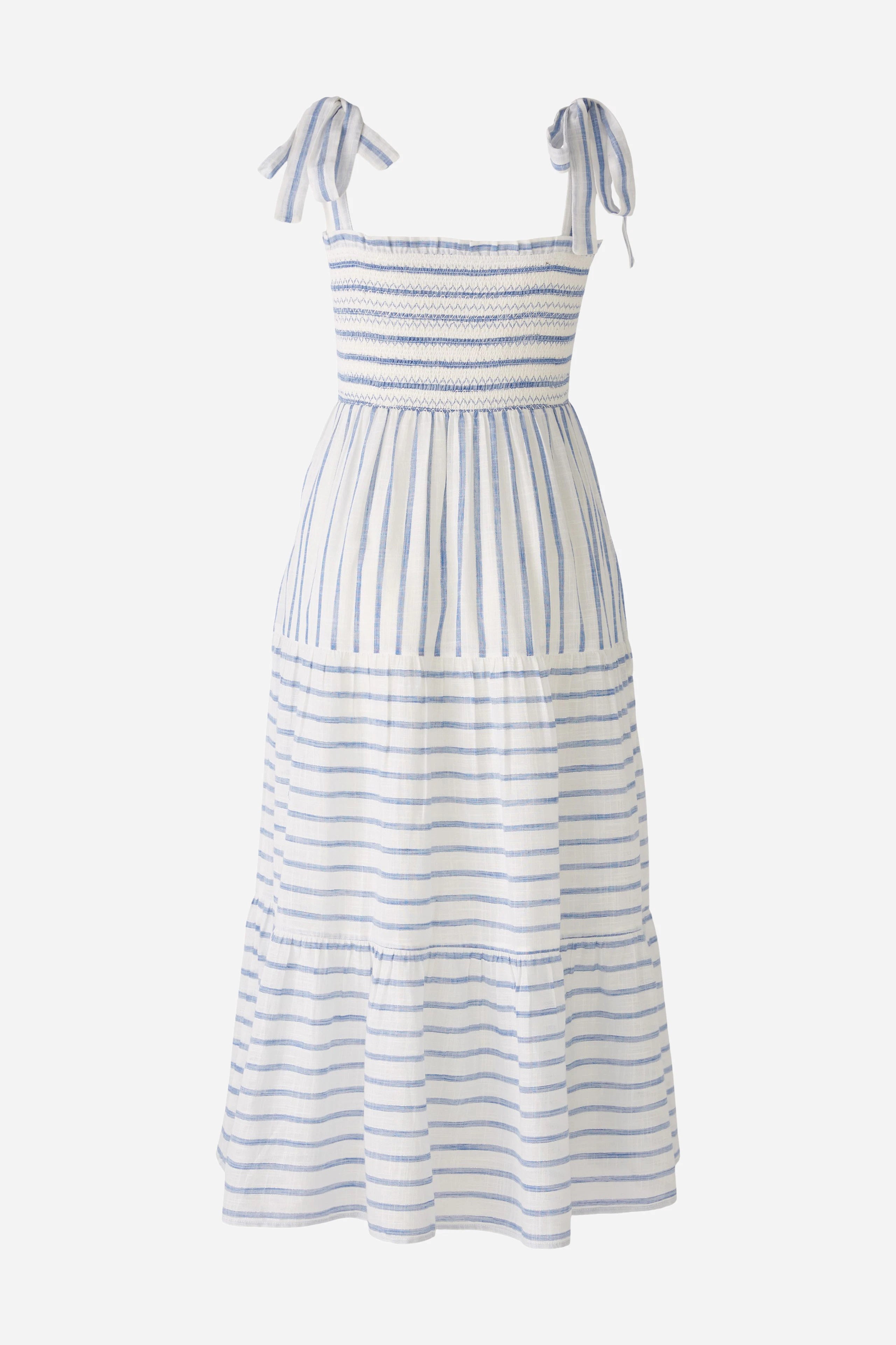 87542 White and Blue Floral Summer Dress for Women - Perfect for Beach Vacations, Parties & Casual Outings