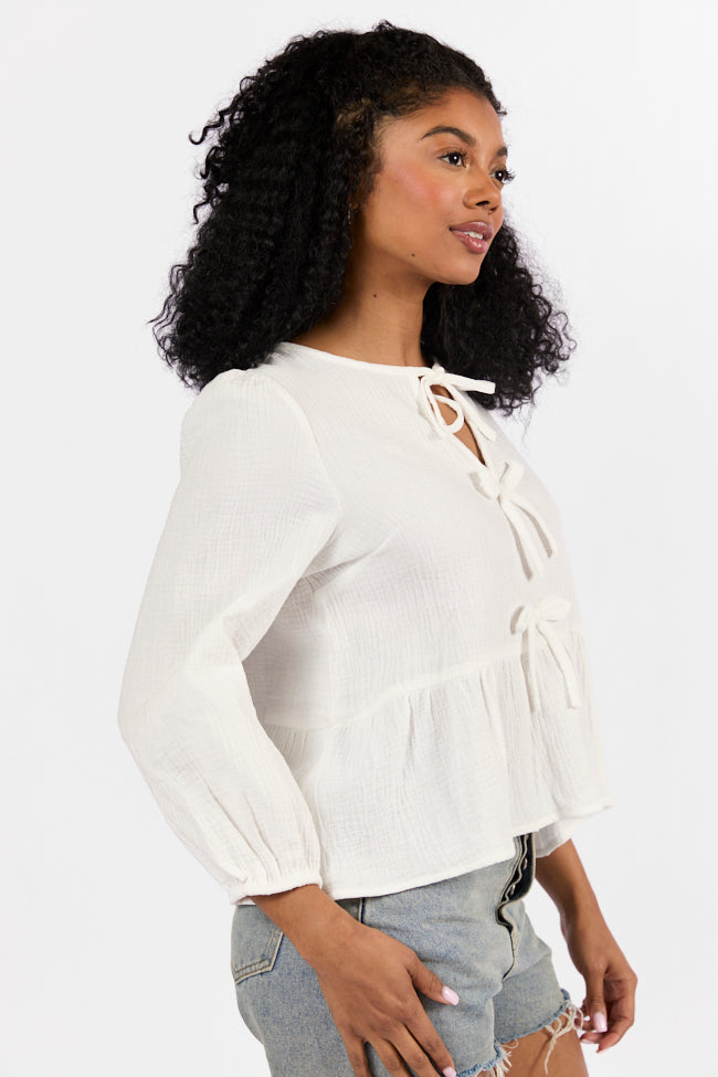 Elegant Ivory Bow Detail Blouse for Women - Perfect for Office Wear & Special Occasions | Fashionable Ladies Tops