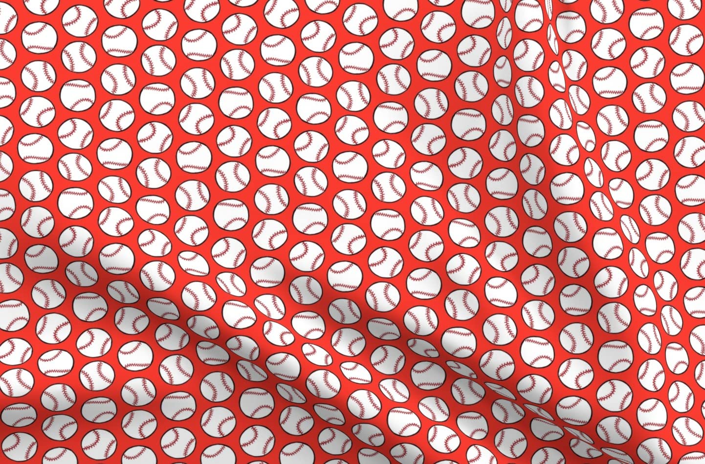 Baseball Sport Printed Cotton Poplin Fabric - Red Play Kids Ball Design for Sewing, Quilting, Dresses & Apparel Crafts (Fat Quarter) | Perfect for DIY Kids' Sports-Themed Clothing, Home Decor & Craft Projects