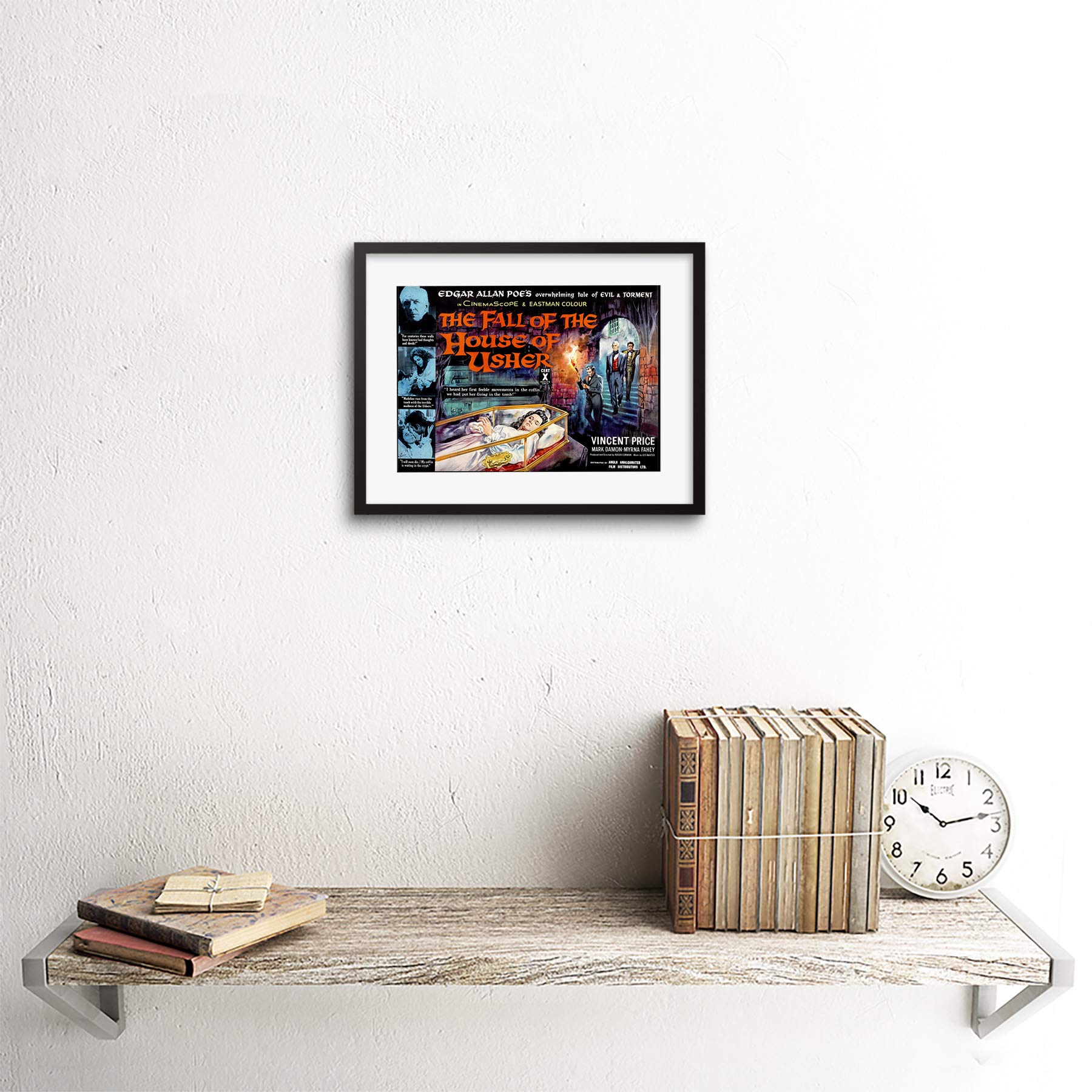 9x7 Inch Framed Art Print - Movie Film Fall House Usher Poe Horror - Perfect for Halloween Decor, Gothic Home Theater, and Horror Fan Gifts