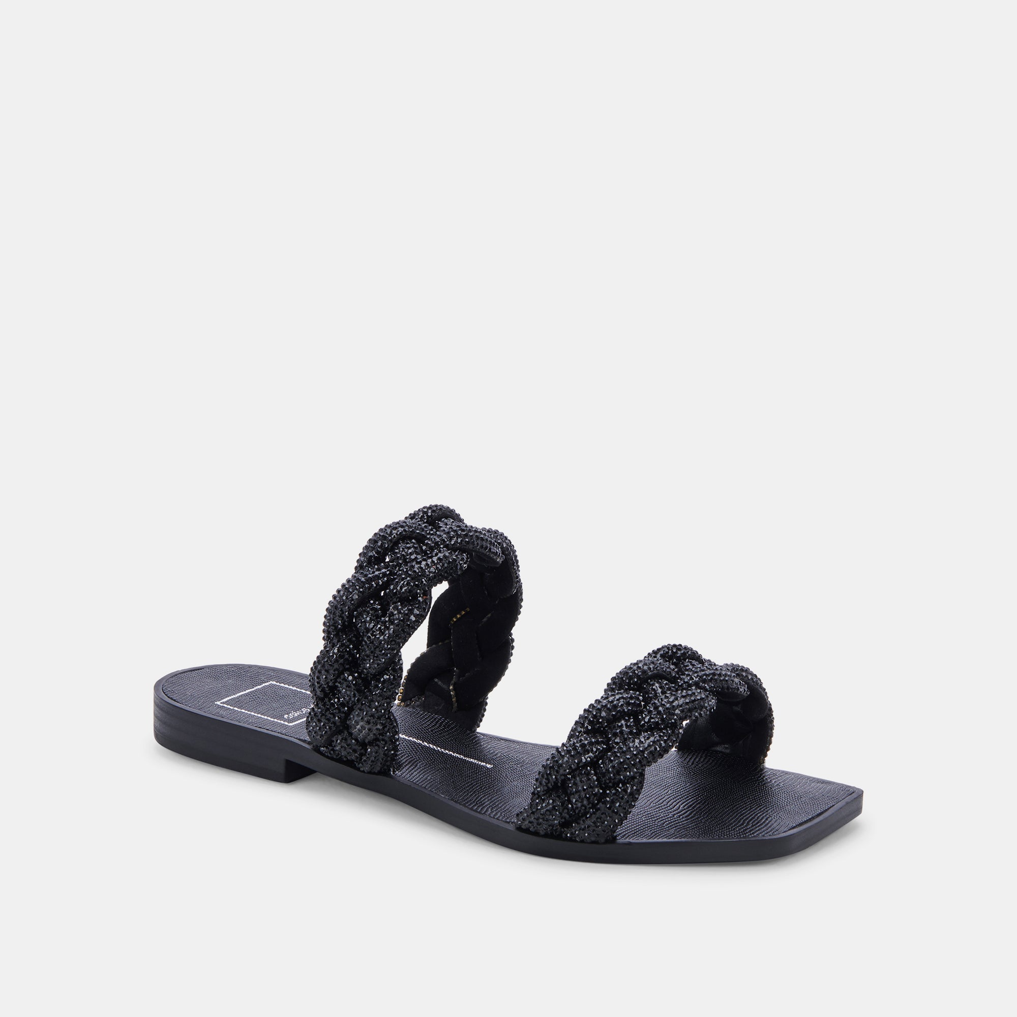INDY RHINESTONE SANDALS - Black Crystal Embellished Women's Summer Fashion Sandals | Perfect for Beach Vacations, Pool Parties & Casual Outings