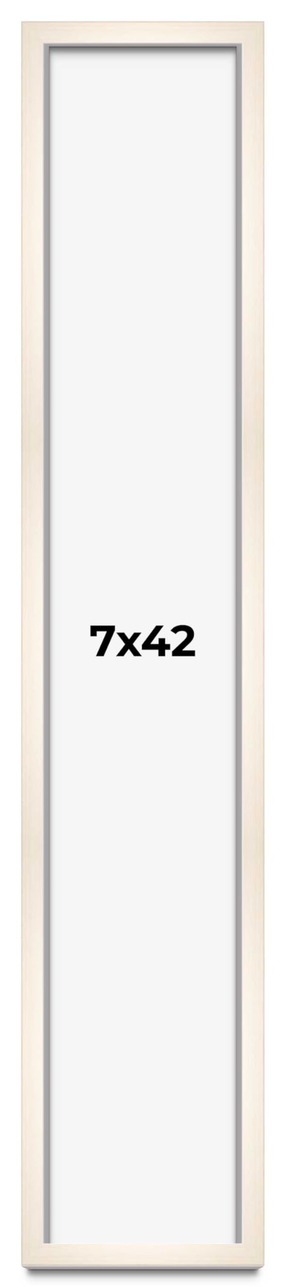 CountryArtHouse 7x42 Inch Whitewashed Solid Wood Picture Frame - 0.8125 Inch Moulding Width with UV Acrylic Plexiglass, Acid-Free Foam Backing & Hanging Hardware - Perfect for Wall Art, Family Photos & Home Decor