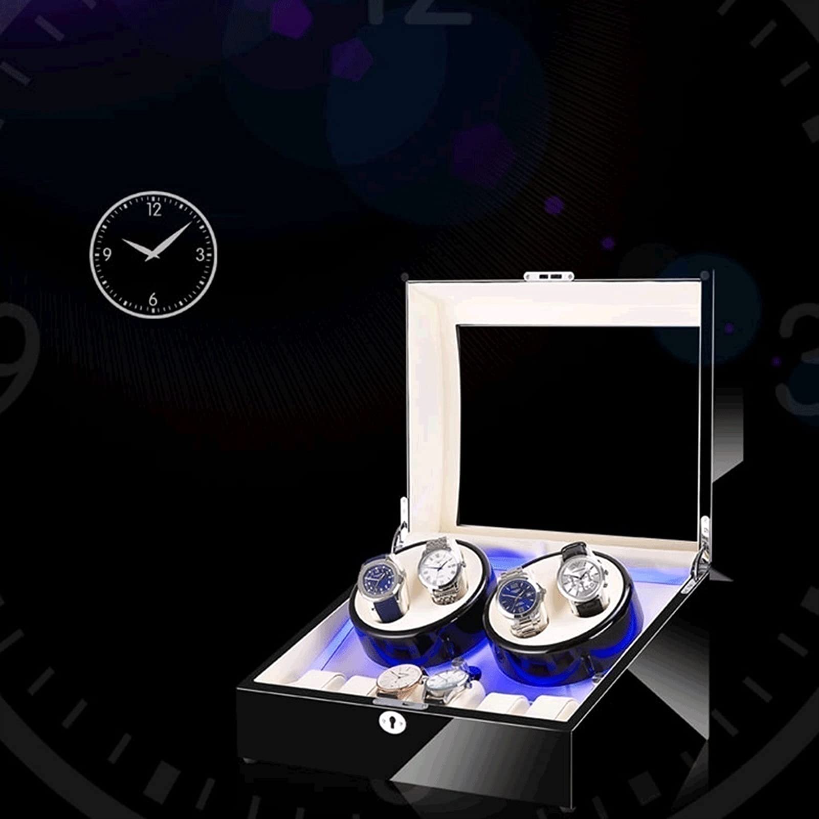Premium Automatic Watch Winder Display Case - 4+6 Watch Capacity with Silent Rotation | Genuine Leather & Wood Collector's Box for Rolex, Omega & Luxury Watches | Perfect for Home, Office & Travel Storage