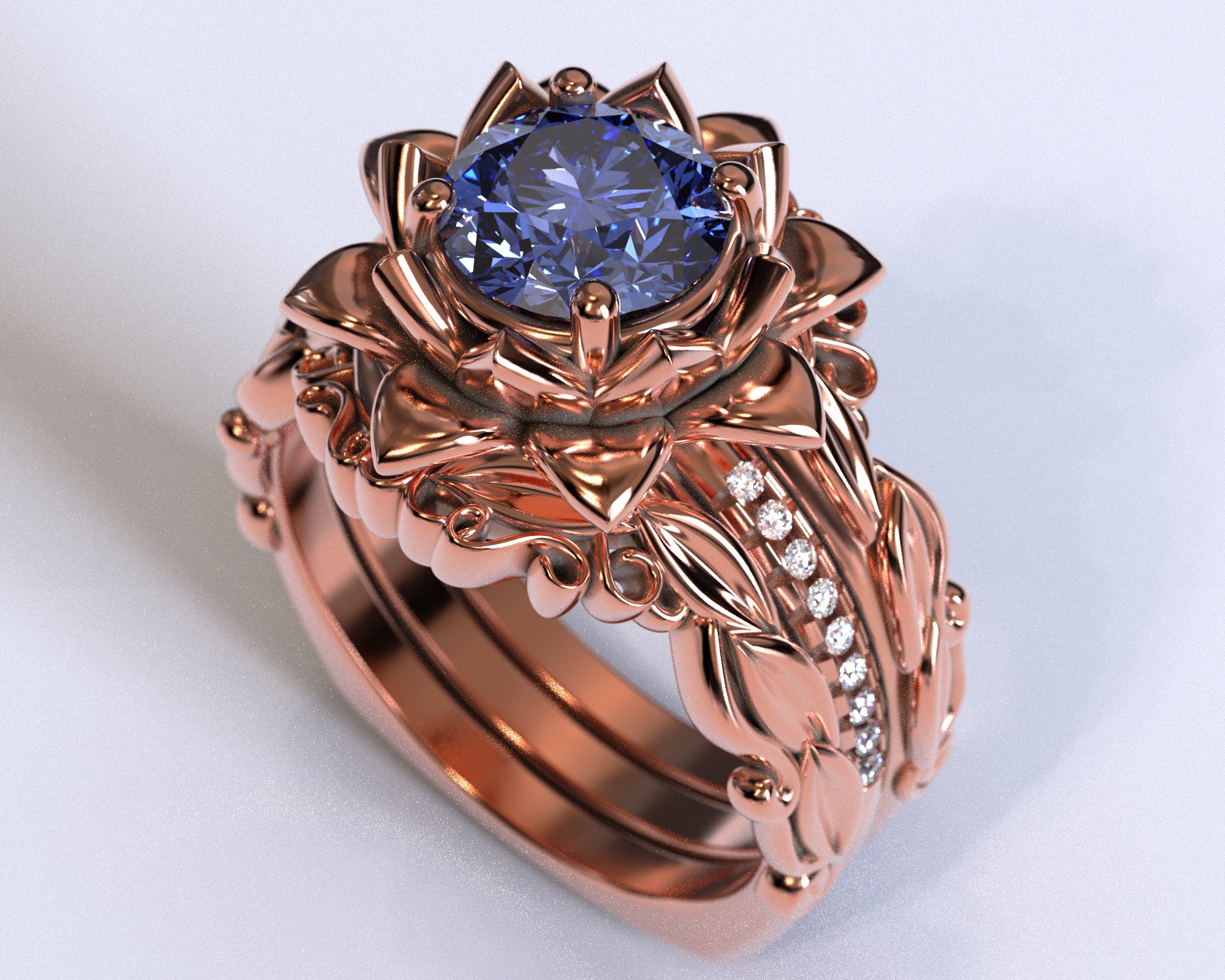 Exquisite Tanzanite Wedding Ring Set for Women – Elegant Floral Design, Perfect for Engagement, Anniversary & Bridal Jewelry Gifts