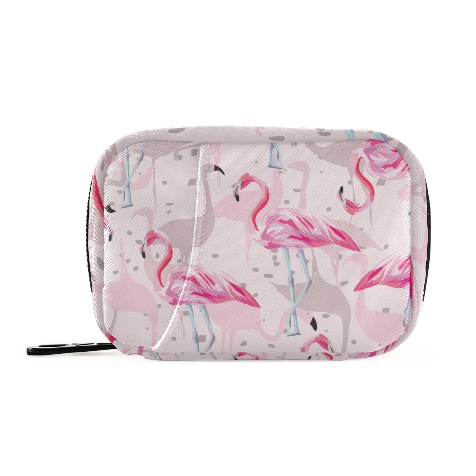 Flamingo Tropical Bird Pink Print 7-Day Pill Organizer - Portable Travel Pill Case with Zipper for Vitamins & Supplements | Compact Weekly Medication Box for Home, Office & Vacation Use