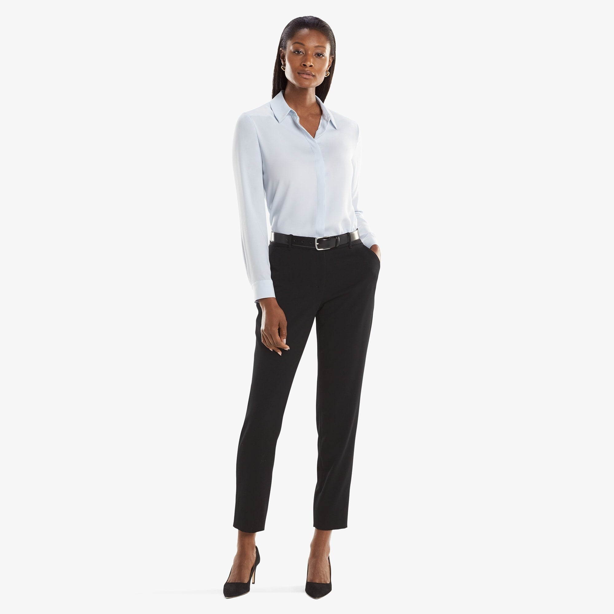 Mejia Light Twill Pants for Women - Comfortable Black Casual Trousers for Work, Office & Everyday Wear