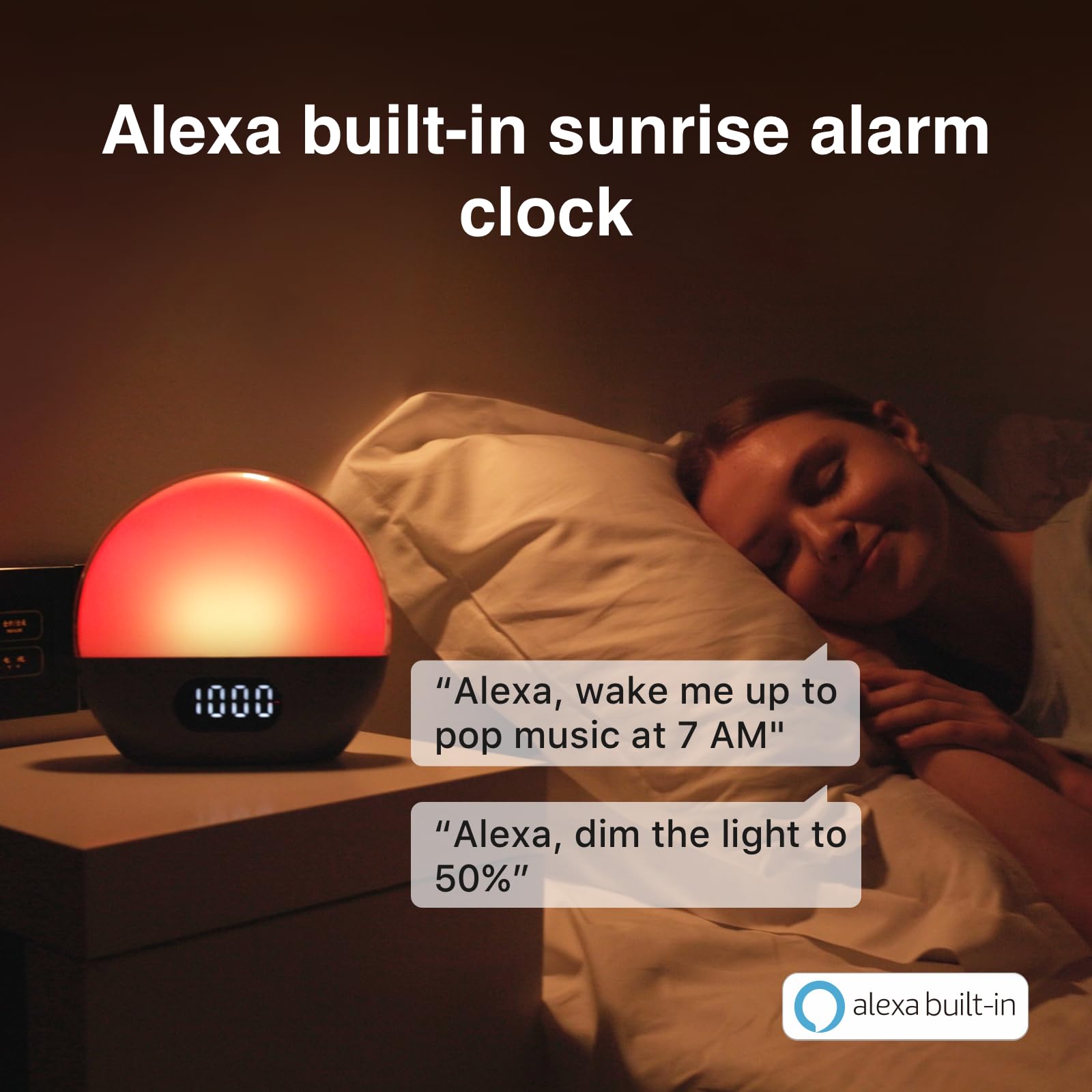 Wiim Wake-Up Light with Alexa Built-in - Sunrise Alarm Clock, White Noise Sound Machine, Sleep Aid with Unlimited Sound Choices & Custom Routines (Sea Blue Green) - Perfect for Bedrooms, Nurseries & Home Offices