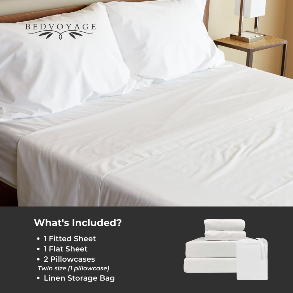 BedVoyage Queen Size Bamboo Viscose & Cotton Blend Bed Sheets - Ultra Soft 3-Piece Cooling Sheet Set with 18