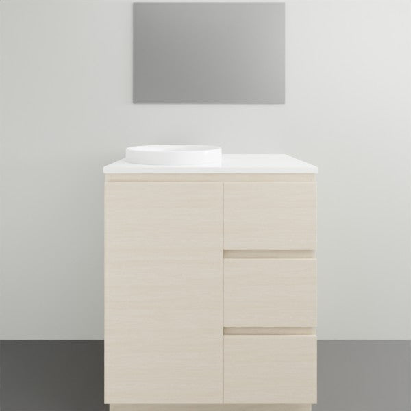 ADP Glacier Lite Door and Drawer Trio Vanity with Solid Surface Top - Modern Bathroom Vanity Set with Storage for Small Spaces, Perfect for Apartments and Powder Rooms