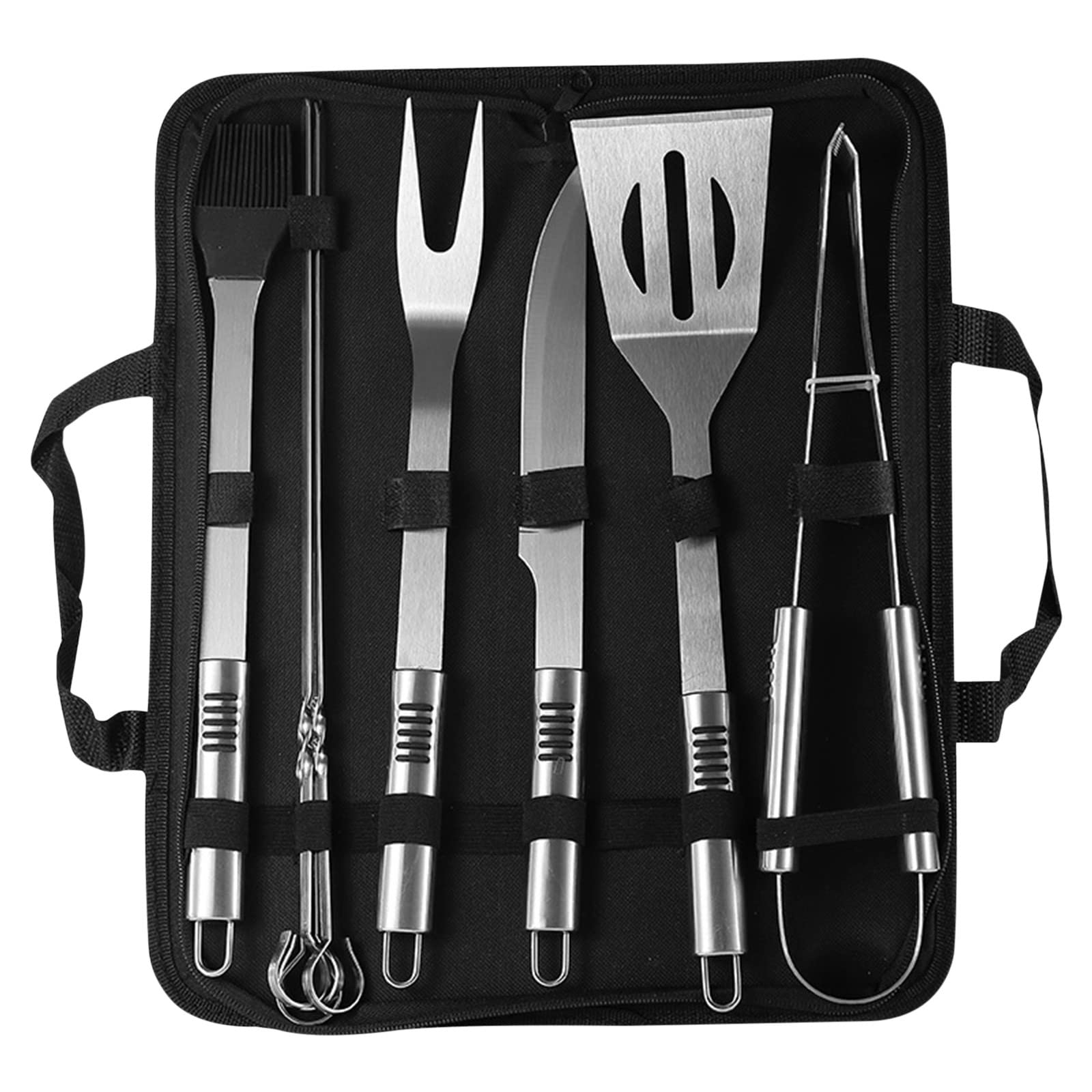 FAHXNVB Stainless Steel BBQ Grill Accessories Kit - 12-Piece Outdoor Grill Set with Spatula, Tongs & More for Backyard, Camping & Picnic Cooking