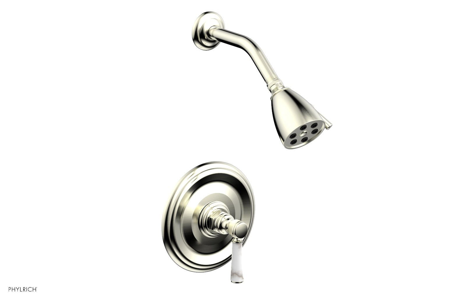 HEX TRADITIONAL Pressure Balance Shower Set - White Marble Finish, 500 GPM, 23 Function Spray - Perfect for Modern Bathroom Renovations & Spa-Like Shower Experience
