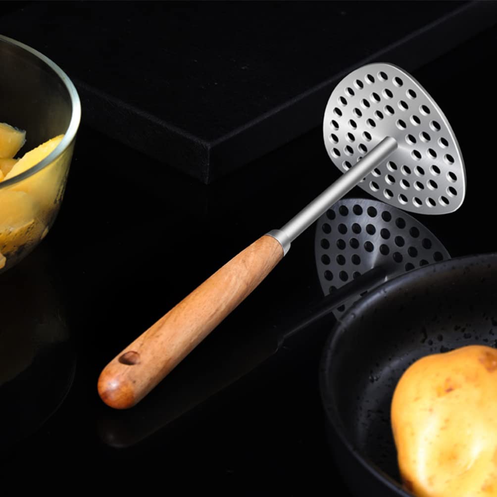Premium Potato Masher - Heavy Duty Stainless Steel Potato Ricer & Crusher for Smooth Mashed Potatoes, Pumpkin, Baby Food - Ergonomic Kitchen Gadget for Easy Mashing & Pureeing - Perfect for Thanksgiving, Family Dinners & Meal Prep