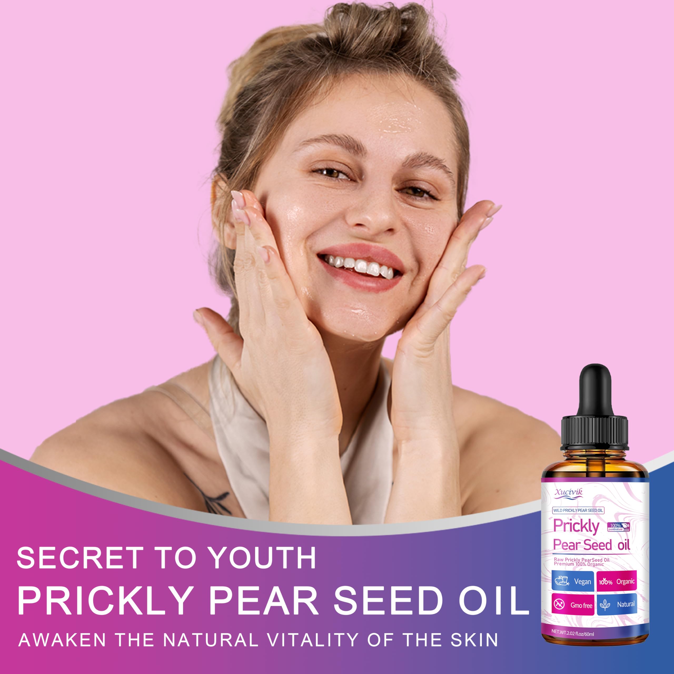 100% Pure Organic Prickly Pear Seed Oil - Advanced Moisturizing & Anti-Aging Facial Oil for Radiant Skin, Reduces Fine Lines & Wrinkles, Restores Elasticity - Natural Treatment for Hair & Nails - 60ml - Perfect for Night Routine, Dry Skin Care & DIY Beauty Recipes
