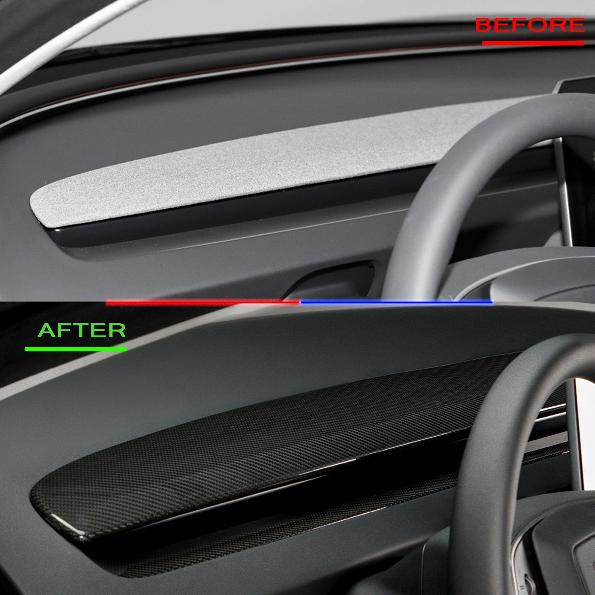 Premium Real Carbon Fiber Dashboard Overlays for Tesla Model 3 Highland (2024+) - Easy Stick-On Installation - Interior Car Accessories for Luxury & Sporty Look - Perfect for Daily Driving & Car Shows