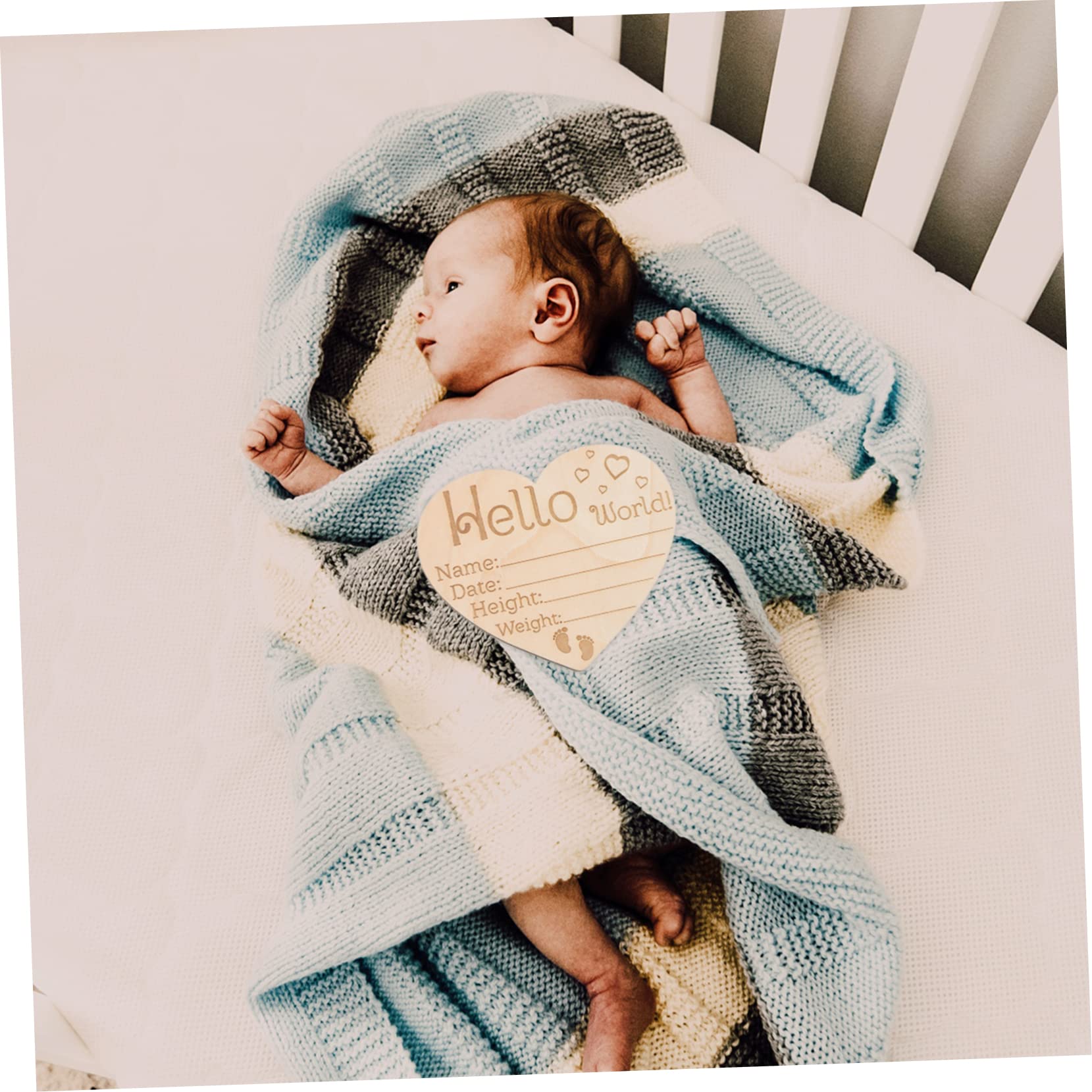 VICASKY Wooden Baby Name Sign - Heart Design Nursery Decor for Birth Announcement Gifts