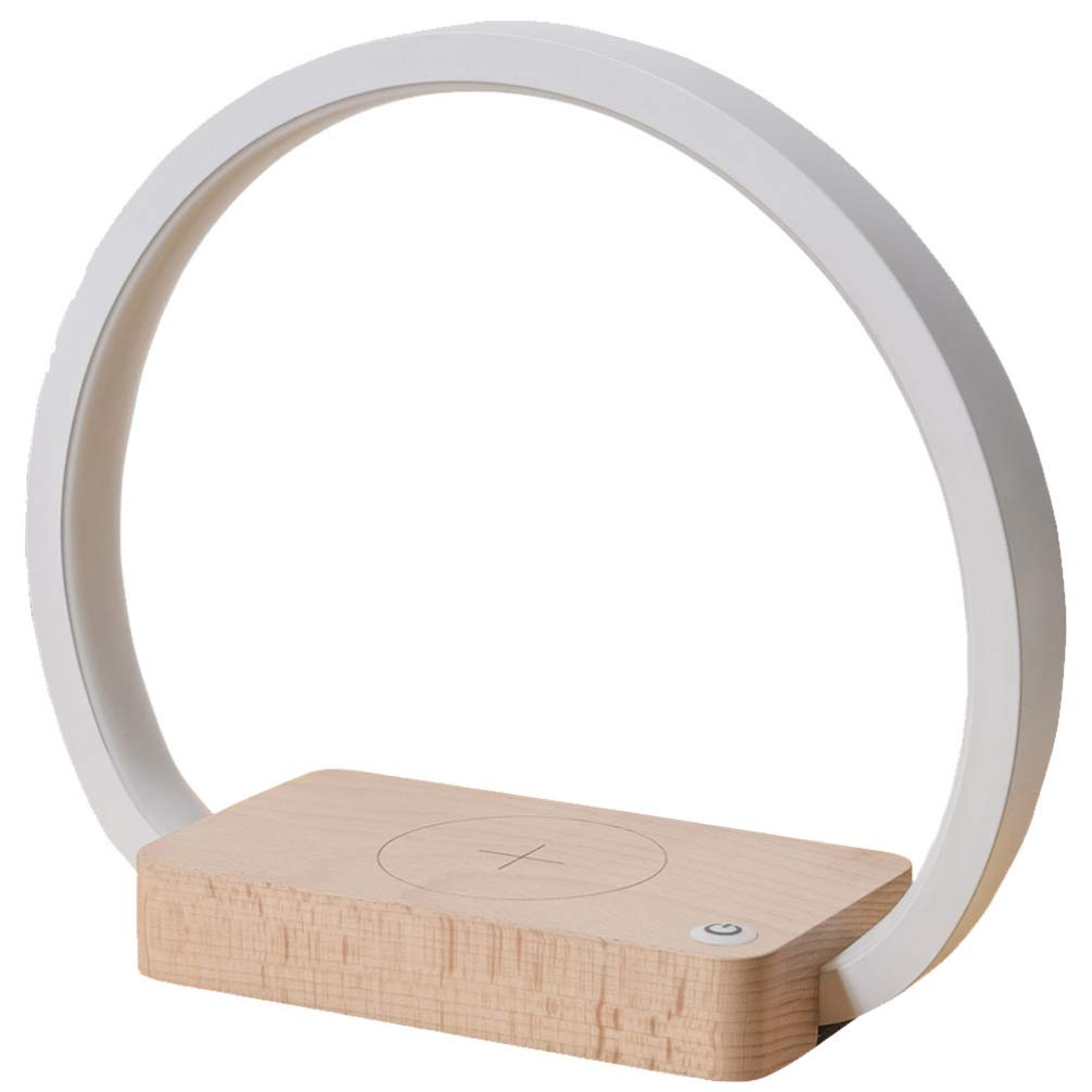 OSALADI Wireless Charging Nightstand Lamp with USB Port - Rechargeable Bedside Table Lamp, Modern Circle Design for Bedroom, Living Room & Office - Perfect for Night Reading, Phone Charging & Ambient Lighting