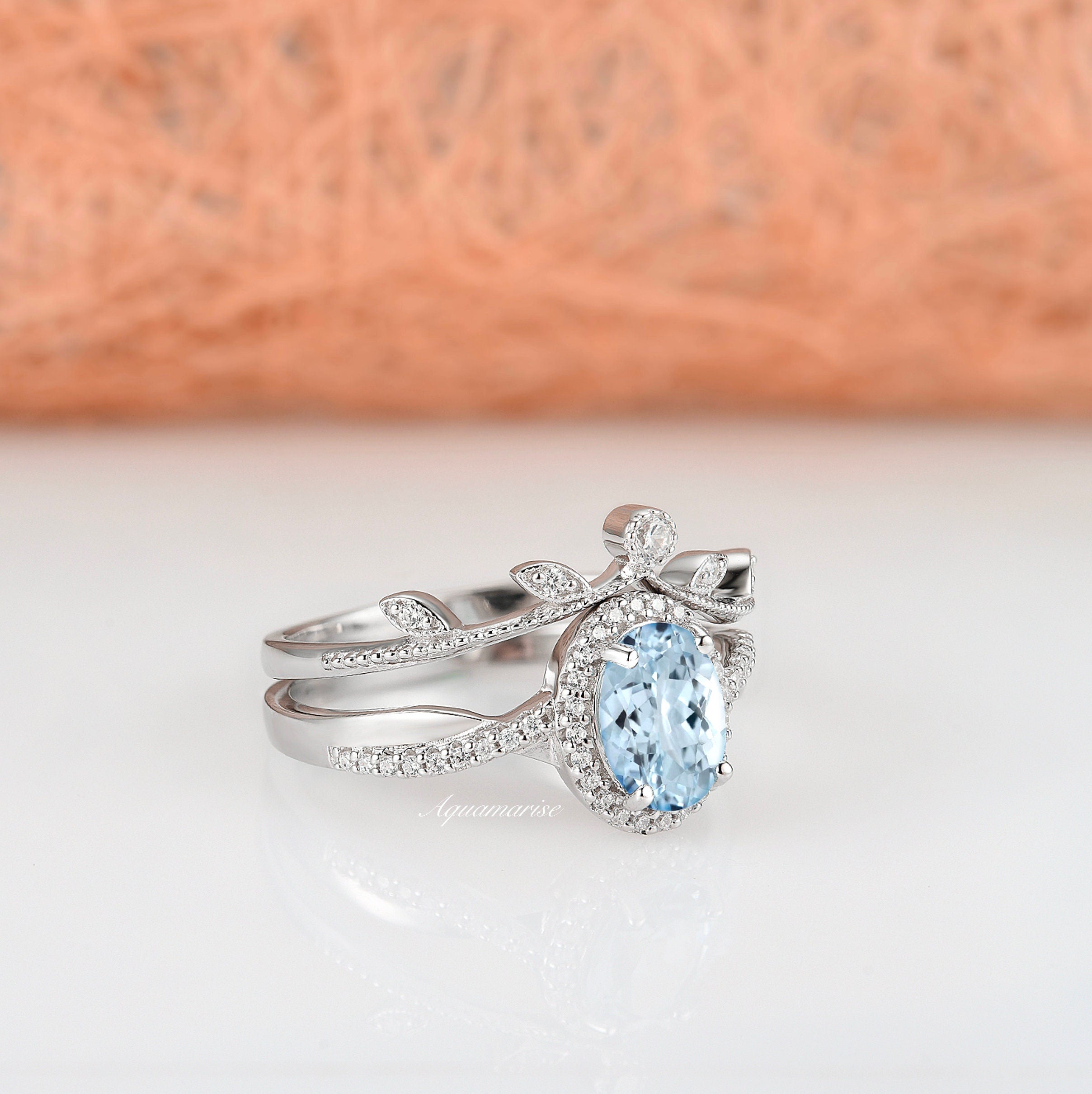 Gemma Aquamarine Ring - Sterling Silver Jewelry for Women | Elegant Birthstone Gift for March, Anniversary & Special Occasions