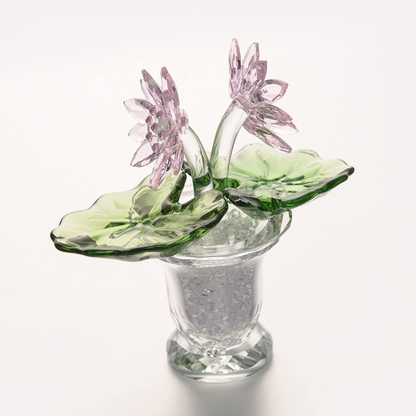 AERICKON Crystal Lotus Flower Figurine - Mini Glass Paperweight for Feng Shui, Home Decor, Wedding Centerpiece, Car Ornament & Gift Idea (Perfect for Office Desk, Meditation Space & Spiritual Decor)