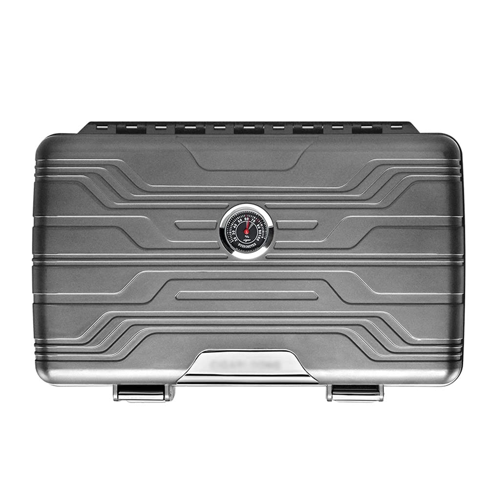 Premium Portable Travel Humidor for 10 Cigars - Locking Cigar Box with Multi-Function Design, Business & Leisure Use (Gray, 21.5x12.3x5.5cm) - Ideal for Business Gifts, Outdoor Travel & Home Cigar Storage