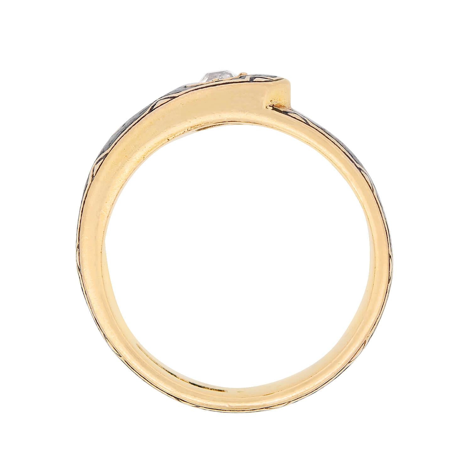 Victorian 14K Gold Diamond & Enamel Buckle Ring - Elegant Antique Jewelry for Women, Perfect for Weddings, Anniversaries & Special Occasions