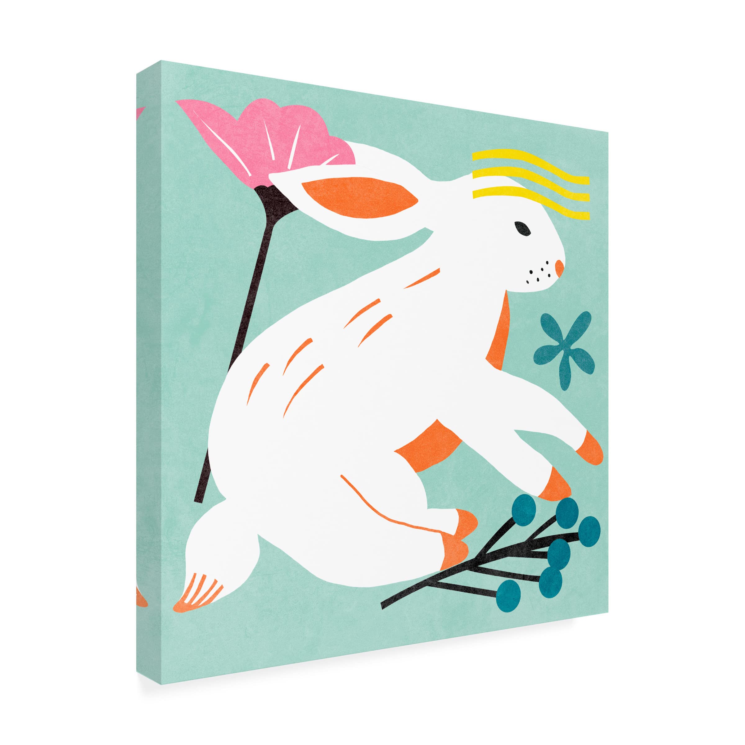 Trademark Fine Art 'Easter Bunnies III' Canvas Wall Art Print by Melissa Wang - 24x24 Inches, Easter Home Decor, Spring Living Room Decor, Holiday Gift Idea