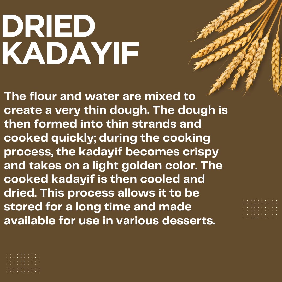 Kataifi Shredded Fillo Dough 500g (1.1 lb) - Premium Kadayif Pastry for Dubai Chocolate Bar & Pistachio Knafeh - Perfect for Middle Eastern Desserts & DIY Sweet Treats